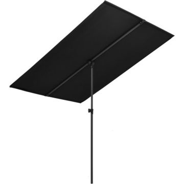 vidaXL Parasol met aluminium paal 2x1,5 m zwart