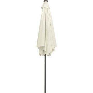 vidaXL Parasol met LED-verlichting en aluminium paal 300 cm zandwit