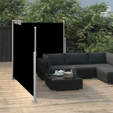 vidaXL Windscherm uittrekbaar 100x600 cm zwart