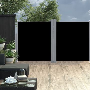 vidaXL Windscherm uittrekbaar 140x600 cm zwart