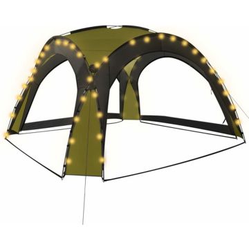 vidaXL Partytent met LED en 4 zijwanden 3,6x3,6x2,3 m groen