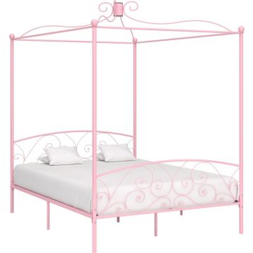 vidaXL Hemelbedframe metaal roze 180x200 cm