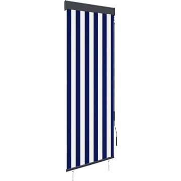 vidaXL Rolgordijn voor buiten 60x250 cm blauw en wit