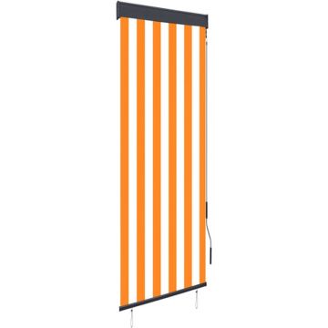 vidaXL Rolgordijn voor buiten 60x250 cm wit en oranje