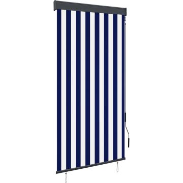 vidaXL Rolgordijn voor buiten 80x250 cm blauw en wit