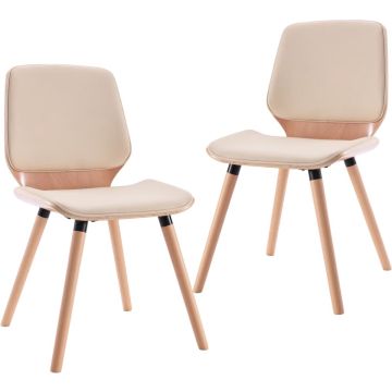 vidaXL Eetkamerstoelen 2 st kunstleer crème