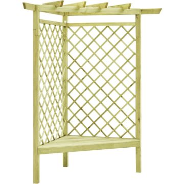 vidaXL Hoekpergola met zitting 130x130x197 cm geïmpregneerd grenenhout