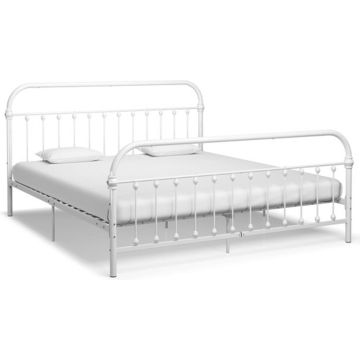 vidaXL Bedframe metaal wit 180x200 cm