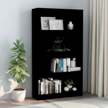 vidaXL Boekenkast met 4 schappen 80x24x142 cm bewerkt hout zwart