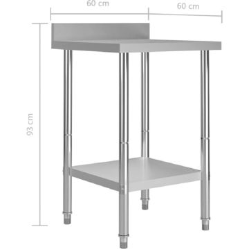 vidaXL Keukenwerktafel met spatscherm 60x60x93 cm roestvrij staal