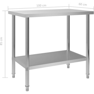 vidaXL Keukenwerktafel 100x60x85 cm roestvrij staal