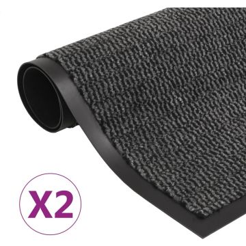 vidaXL Droogloopmatten 2 st rechthoekig getuft 40x60 cm antraciet