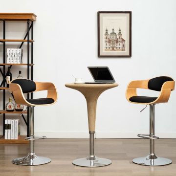 vidaXL Barstoelen 2 st gebogen hout en kunstleer zwart