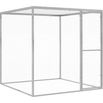 vidaXL Kattenkooi 1.5x1.5x1.5 m gegalvaniseerd staal