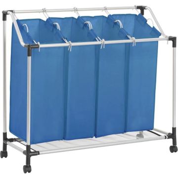 vidaXL Wassorteerder met 4 zakken staal blauw