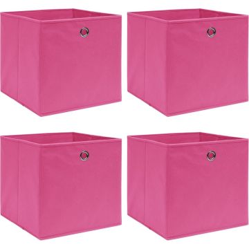 vidaXL Opbergboxen 4 st 32x32x32 cm stof roze