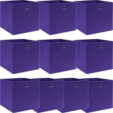 vidaXL Opbergboxen 10 st 32x32x32 cm stof paars