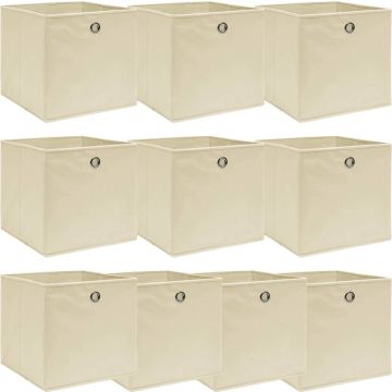 vidaXL Opbergboxen 10 st 32x32x32 cm stof crèmekleurig