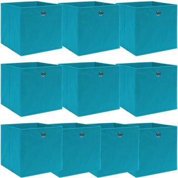 vidaXL Opbergboxen 10 st 32x32x32 cm stof babyblauw