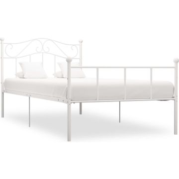 vidaXL Bedframe metaal wit 90x200 cm