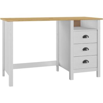 vidaXL Bureau Hill 3 lades 120x50x74 cm massief grenenhout