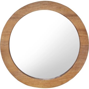 vidaXL Wandspiegel rond 60 cm teakhout