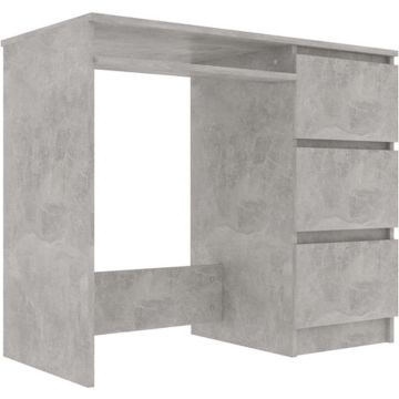 vidaXL Bureau 90x45x76 cm spaanplaat betongrijs