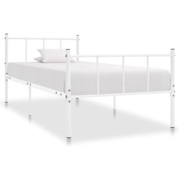 vidaXL Bedframe metaal wit 90x200 cm