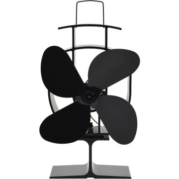 vidaXL Kachelventilator met 4 vinnen zwart