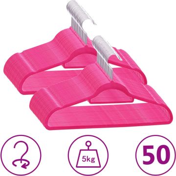 vidaXL 50-delige Kledinghangerset anti-slip fluweel roze