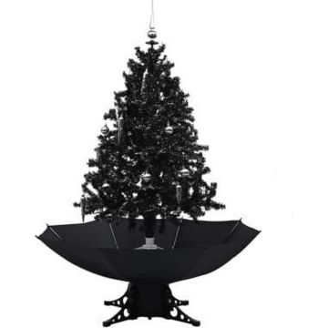 vidaXL Kerstboom sneeuwend met paraplubasis 140 cm PVC zwart