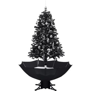 vidaXL Kerstboom sneeuwend met paraplubasis 170 cm PVC zwart