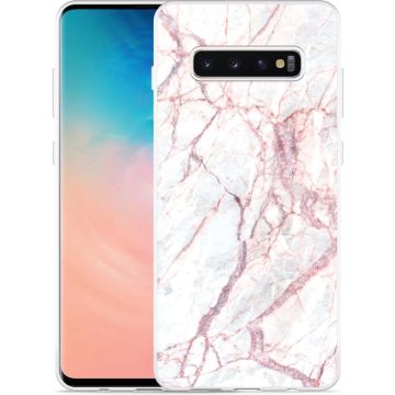 Galaxy S10 Plus Hoesje White Pink Marble