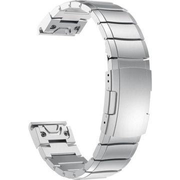 Just in Case Metalen Armband voor Garmin Fenix 6X - Zilver