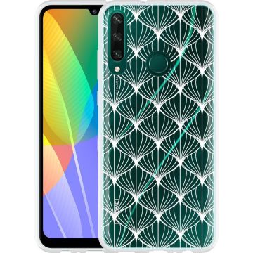 Huawei Y6p Hoesje White Abstract Pattern
