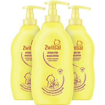 Zwitsal Baby Zeepvrije Wascrème - 3 x 400 ml - Voordeelverpakking