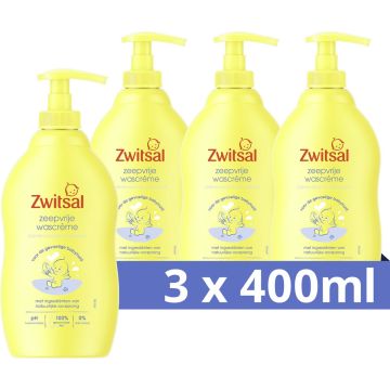 Zwitsal Baby Zeepvrije Wascrème - 3 x 400 ml - Voordeelverpakking