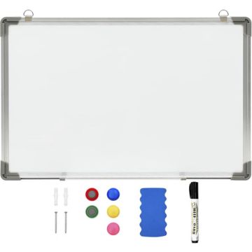 vidaXL Whiteboard magnetisch 50x35 cm staal wit