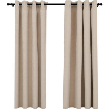 vidaXL Gordijnen linnen-look verduisterend ogen 2 st 140x175 cm beige