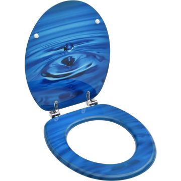 vidaXL Toiletbril met deksel waterdruppel MDF blauw