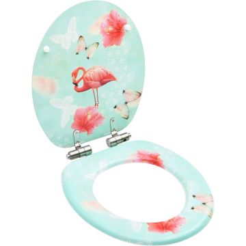 vidaXL Toiletbril met soft-close deksel flamingo MDF