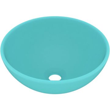 vidaXL Wastafel rond 32,5x14 cm keramiek mat lichtgroen