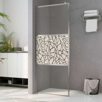 vidaXL Inloopdouchewand met stenenmotief 90x195 cm ESG-glas