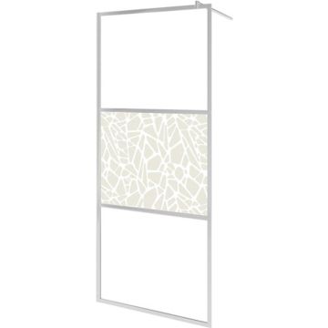 vidaXL Inloopdouchewand met stenenmotief 115x195 cm ESG-glas