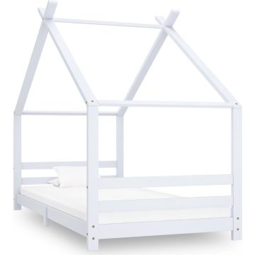 vidaXL Kinderbedframe massief grenenhout wit 90x200 cm