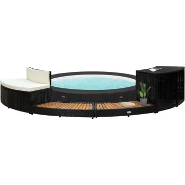 vidaXL Spa-ombouw poly rattan en acaciahout zwart