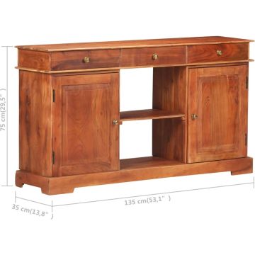 vidaXL Dressoir 135x35x75 cm massief acaciahout