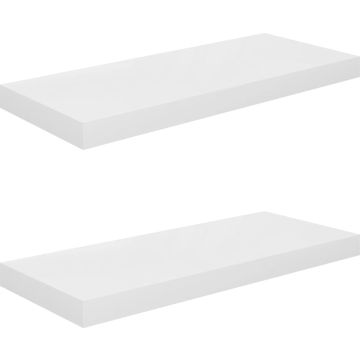 vidaXL Wandschappen zwevend 2 st 60x23,5x3,8 cm MDF hoogglans wit