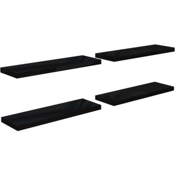 vidaXL Wandschappen zwevend 4 st 80x23,5x3,8 cm MDF hoogglans zwart