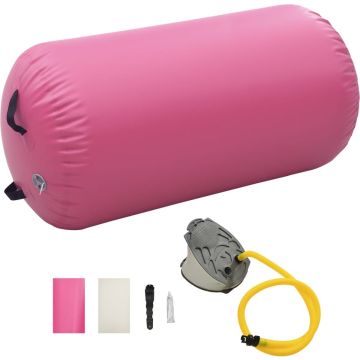 vidaXL Gymnastiekrol met pomp opblaasbaar 120x75 cm PVC roze